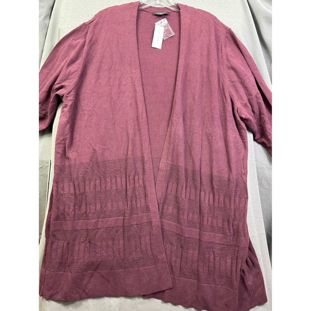 Lane Bryant Burgundy Textured Knit Open Front Cardigan Sweater Plus Size 26/28